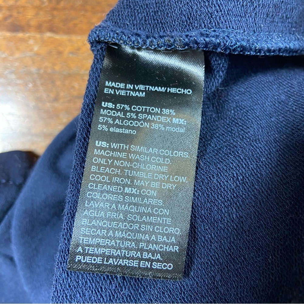 Chico's Size 1 Regular French Terry Joggers Dark Navy Blue Sweat Pants Workout - Picture 8 of 8